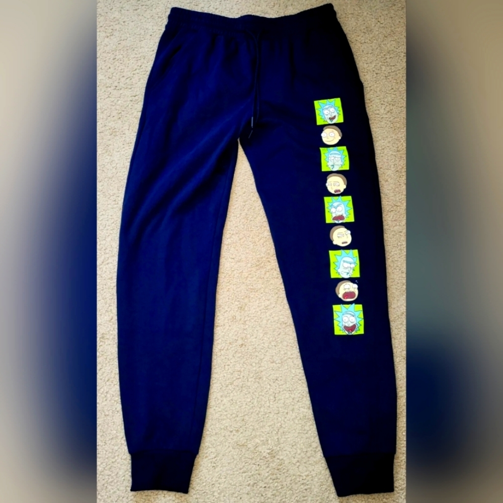 Rick & Morty Sweatpants Graphic Print Joggers Adult Swim Mens Medium NWOT!